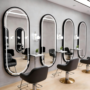 Miroir de salle de bain en gros pour salon, miroir mural pleine longueur noir avec éclairage LED périphérique et coins arrondis - Product Image 2