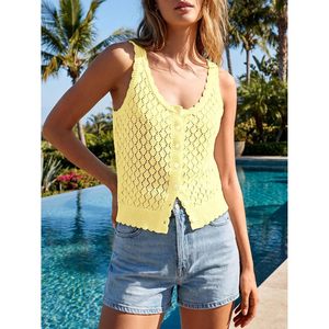 Top de Ganchillo sin Mangas para Mujer, Cárdigan Bohemio con Botones, Chaleco de Verano, Estilo Ligero y Transpirable - Product Image 2