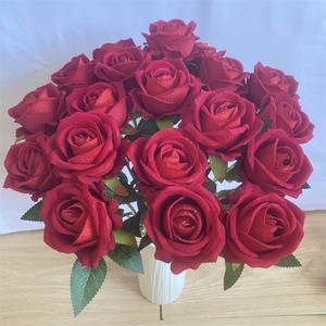 ดอกกุหลาบกำมะหยี่ดอกไม้ประดิษฐ์ดอกกุหลาบสัมผัสจริงตกแต่งงานแต่งงานดอกกุหลาบสีขาว - Product Image 5