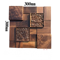 Panel dinding dekoratif lampu latar 3D Led mosaik padat Wallboard Relief HITAM Amerika Walnut kayu keras TV latar belakang Panel kayu