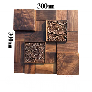 Panneau mural décoratif rétro-éclairé 3D Led mosaïque panneau mural solide Relief <span class=keywords><strong>noyer</strong></span> noir américain <span class=keywords><strong>bois</strong></span> dur TV fond panneaux de <span class=keywords><strong>bois</strong></span> - Product Image 3