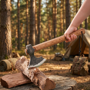 Haches et tomahawks forgés à la main en gros avec manche en bois de frêne et lame en acier au carbone pour le bricolage, le camping en plein air et la survie - Product Image 3