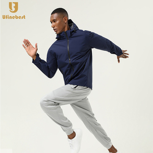 Veste de course pour hommes tissée imperméable coupe-vent randonnée vêtements à capuche personnalisés veste de sport zippée manteau Fitness Gym veste d'extérieur - Product Image 2