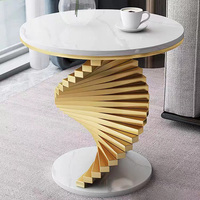Tables d'appoint modernes en marbre doré en acier inoxydable Tables d'appoint pour petit canapé rond de salon Table basse