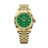 Montre de haute qualité avec cadran gaufré, bracelet Jubilé semi-brossé et semi-polie, lunette cannelée, compatible mouvements ETA 2824-2/SW200/SW260