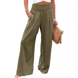 Pantalons de jogging amples à taille élastique décontractés pour femmes <span class=keywords><strong>en</strong></span> coton et <span class=keywords><strong>lin</strong></span> de grande taille pour l'automne - Product Image 4