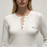 Robe pull en maille blanche sans manches mi-longue pour femme, qualité supérieure, personnalisable OEM & ODM, vente en gros, style slim, couleur caramel