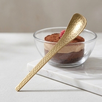 Cuillère à dessert créative multi-usage en acier inoxydable 304 doré, motif martelé, finition miroir, style rétro de luxe léger