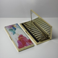 Palette de fards à paupières vide de luxe dorée à 12 compartiments avec miroir et emplacement pour pinceau, étui d'emballage cosmétique personnalisé pour marque privée