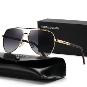 Neues Design Stilvolle Metalls onnen brille für Männer Pilot Male Sonnenbrille UV400 polarisierte Sonnenbrille