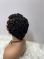 Perruque synthétique coupe Pixie SX-012 avec tresses frontales 13x4 et caractéristiques expressives, 100% cheveux humains