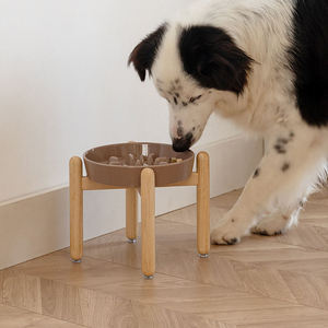 Ensemble de deux gamelles surélevées en céramique pour animaux de compagnie avec support en bois, gamelle anti-étouffement pour chat, protection du cou, anti-renversement - Product Image 3