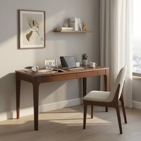 Bureau en bois massif de style moderne du milieu du siècle avec tiroirs, bureau debout aux bords lisses, bureau à domicile pour l'étude, la chambre ou le bureau