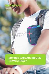 Hopestar P35 <span class=keywords><strong>MINI</strong></span> 10W 便携式蓝牙音箱 IPX7 防水 RGB 灯光双振膜低音 FM 收音机户外袖珍音响 - Product Image 5