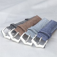 Bracelet de montre en cuir véritable souple et toile, style vintage en denim, accessoires pour montre connectée, bracelet de montre OEM ODM