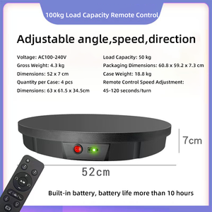 Présentoir rotatif électrique télécommandé 22/30/<span class=keywords><strong>42</strong></span>/52/60cm charge lourde 50-100kg plateau tournant de mannequin boîte vidéo de photographie 3D - Product Image 3