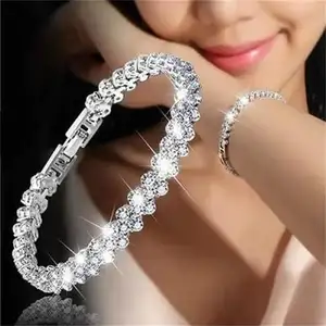 High Quality Gold Silver Rose Color Mickey Head Shaped Women Crystal Bracelet Jewelry