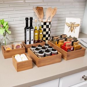 Premium Bamboo Rectangle Drawer Organizer Set Classic Storage Bins Box <strong>Tray</strong> for Office Kitchen for <strong>Tool</strong> <strong>Organization</strong> Storage - Product Image 3