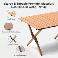 Table de camping pliante portable en acier au carbone, légère et durable, pour pique-nique, barbecue et voyage, capacité 6 personnes