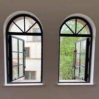 Portes et fenêtres rétro françaises avec fenêtre à arc en aluminium en verre Personnaliser la fenêtre à battant pour la chambre à coucher de la villa