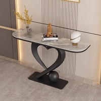 Table console de luxe moderne en marbre pour porche, idéale pour les salons de villas et d'appartements, avec base sur piédestal durable et garantie de 5 ans