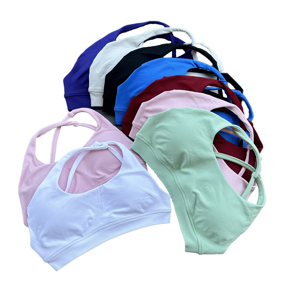 Factory Wholesale Seamless Women's One Shoulder Backless Sport Bra Workout Running Underwear Solid Color High Elastic Yoga Bra