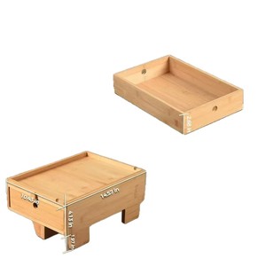 Estante extensible de bambú para la mesita de noche para ahorrar espacio en el dormitorio. Bandeja flotante de madera para la mesita de noche. - Product Image 5