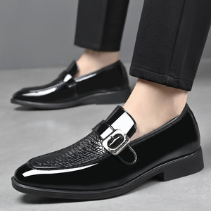 Mocassins en cuir verni pour hommes, à bout pointu, avec boucle, chaussures de bureau habillées, toutes saisons, couleur unie, tendance mode - Product Image 4