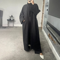 Maßgeschneidertes Muslimisches Damenkleid Offene Strickjacke Abaya mit Lockerem Schnitt Langes Gewand mit Seitentaschen & Gefalteten Manschetten Islamisch