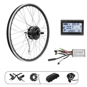 Kit di conversione eBike 36V 350W/500W con motore brushless da 26 pollici, display LCD, batteria al litio IP54, <span class=keywords><strong>forcella</strong></span> anteriore da 100mm e cambio a 9 velocità - Product Image 1