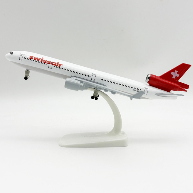 20cm Swissair Livery MD-11 Diecast Metal Aircraft Model with Landing Gear Aviation Collectible Gift