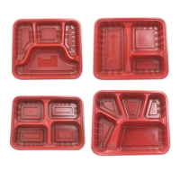 Boîte à lunch alimentaire jetable en plastique à 3/4 compartiments Boîte à bento d'emballage personnalisée Conteneurs à emporter pour vaisselle à emporter