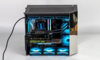 Gabinete de Juegos de Escritorio Negro de Aleación de Aluminio, Torre Media para PC E-ATX, ATX, Micro ATX, Mini ITX, con Estado de Stock, Todo en Uno