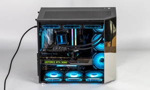 ตู้เล่นเกมตั้งโต๊ะสีดำหออลูมิเนียมอัลลอยด์ขนาดกลางสำหรับ E-ATX ATX Micro ATX Mini ITX PC มีสถานะสต็อกทั้งหมดในชิ้นเดียว - Product Image 3