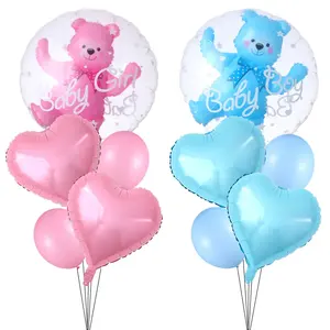 Gender Reveal Balloons 24 inch Transparent Boy Girl Aluminum Foil Balloon Gender Revealing Baby Shower Party Decorations