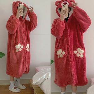 Bata de Baño Personalizada de Fábrica, Linda Bata de Baño Estampada para Adultos y Niños, <span class=keywords><strong>Pijama</strong></span> de Franela - Product Image 2