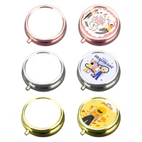 Boîte à pilules vierge pour sublimation, design personnalisé à 3 compartiments, boîtes à pilules en métal, feuille d'aluminium avec couleurs argent, or rose et or