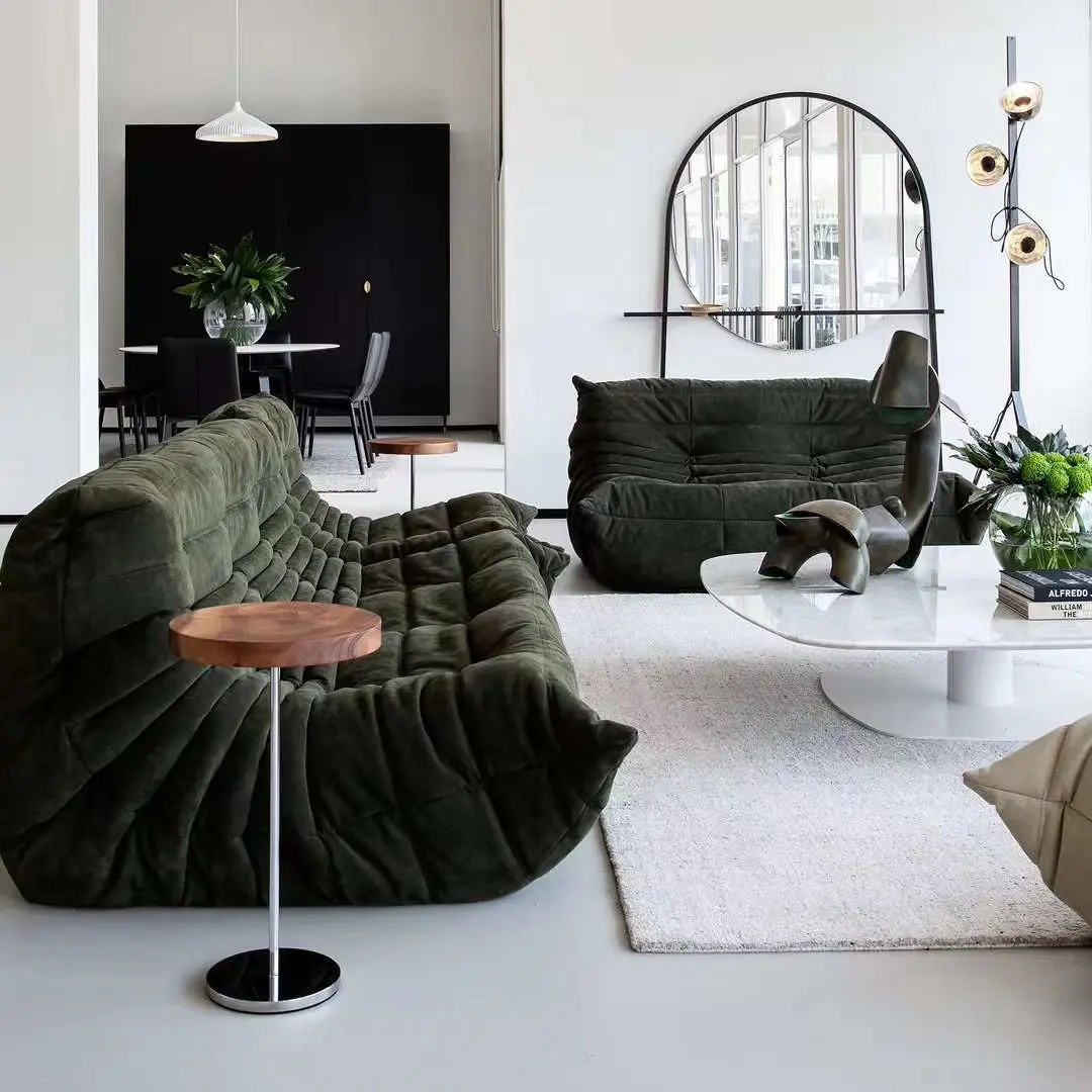 Doğrudan fabrika Modern oturma odası mobilya kanepe sandalye kumaş tek iki üç koltuk salonu Togo kanepe kanepe seti