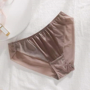 Lussuoso elegante biancheria intima da <span class=keywords><strong>donna</strong></span> in seta di gelso stile Sexy <span class=keywords><strong>slip</strong></span> traslucido con Logo in vita mutandine in raso di seta satinato - Product Image 4