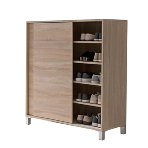 <span class=keywords><strong>Meuble</strong></span> à chaussures moderne en bois pour la maison, 8 compartiments, avec protection murale arrière fermée et portes coulissantes, gain de place pour couloir - Product Image 2