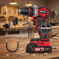 MARS CD-04 Perceuse-visseuse sans fil 20V sans balais, kit avec batterie 2.0Ah, chargeur, mandrin 3/8 pouces, couple de 355 in-lbs, 2 vitesses, 22 outils