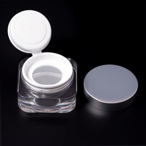 Boîte carrée à couvercle rond argenté Boîte vide à poudre libre Compartiment portable Conteneur de poudre de maquillage Emballage de cosmétiques Hexi - Product Image 2