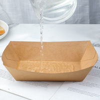 Plateau alimentaire jetable personnalisé en papier kraft, recyclable, pour plats à emporter, poulet frit, frites, hot-dogs, qualité alimentaire
