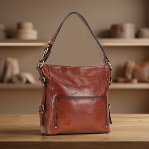 Sac à main en cuir véritable pour femme, en stock, noir, personnalisable, avec fermeture éclair, deux sangles, tendance, durable, grande capacité - Product Image 2