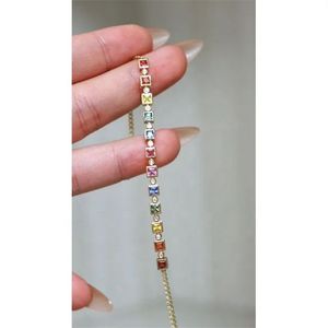 Xinfly Multicolored <b>Rainbow</b> Natural Sapphire 1.50cts 18k Gold Tennis <b>Bracelet</b> - Product Image 1