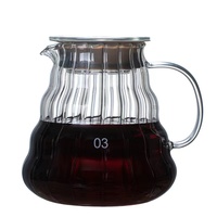 Server Kopi Tuang Tanpa Gagang dari Kaca Tebal dengan Cangkir Seduh untuk Rumah, Kafe, Bar
