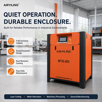 Compresor de Aire de Tornillo VSD de 15kW 20HP BTS-20 2.4m³/min de Alta Eficiencia, Refrigerado por Aire, Motor PM, IP65, Maquinaria Industrial Silenciosa