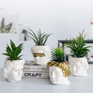 Vase en forme <span class=keywords><strong>de</strong></span> tête <span class=keywords><strong>de</strong></span> David disponible en céramique, Pot <span class=keywords><strong>de</strong></span> fleur, porte-stylo <span class=keywords><strong>de</strong></span> maquillage, Statue <span class=keywords><strong>de</strong></span> personnages Succulents, boîte <span class=keywords><strong>de</strong></span> rangement - Product Image 1