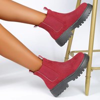 Bottes Montantes à Plateforme en Velours Mode 2024, Meilleures Ventes, Chaussures Décontractées pour Femmes