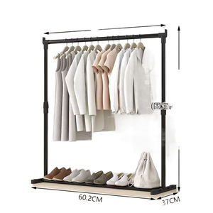 Simple Floor Standing <b>Clothes</b> <b>Rack</b> Metal 150cm Height With Shelf For Home Bedroom Balcony Use - Product Image 3